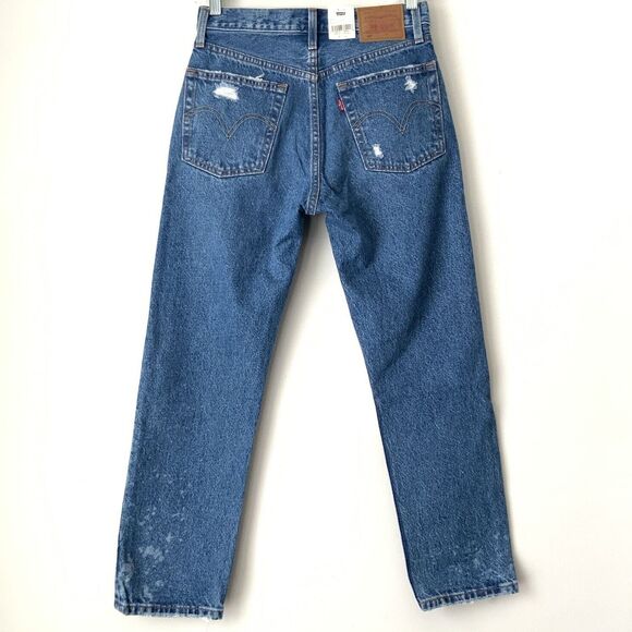 Levi’s Premium 501 Original Cropped Rigid Denim Jeans Blue 26 - Picture 3 of 12